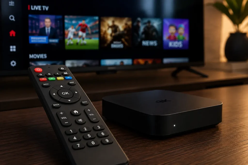 streaming box setup used with a reliable IPTV provider at home